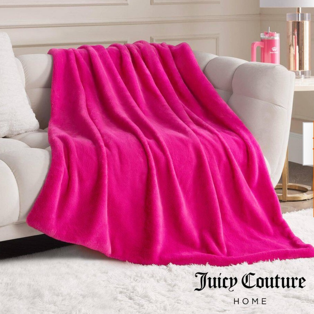 Juicy Couture Vibrant Pink Silky Soft Blanket